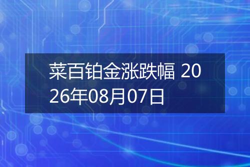 菜百铂金涨跌幅 2026年08月07日