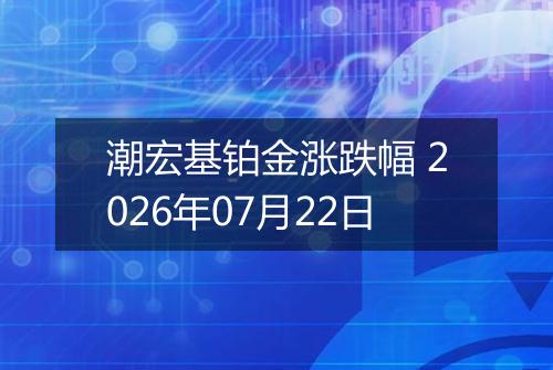 潮宏基铂金涨跌幅 2026年07月22日