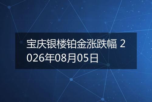 宝庆银楼铂金涨跌幅 2026年08月05日