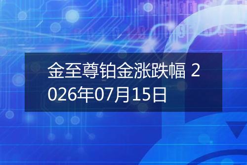 金至尊铂金涨跌幅 2026年07月15日