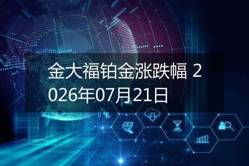 金大福铂金涨跌幅 2026年07月21日
